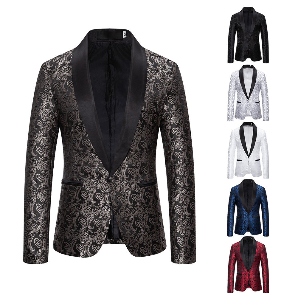 Elegante giacca da smoking con motivo floreale jacquard