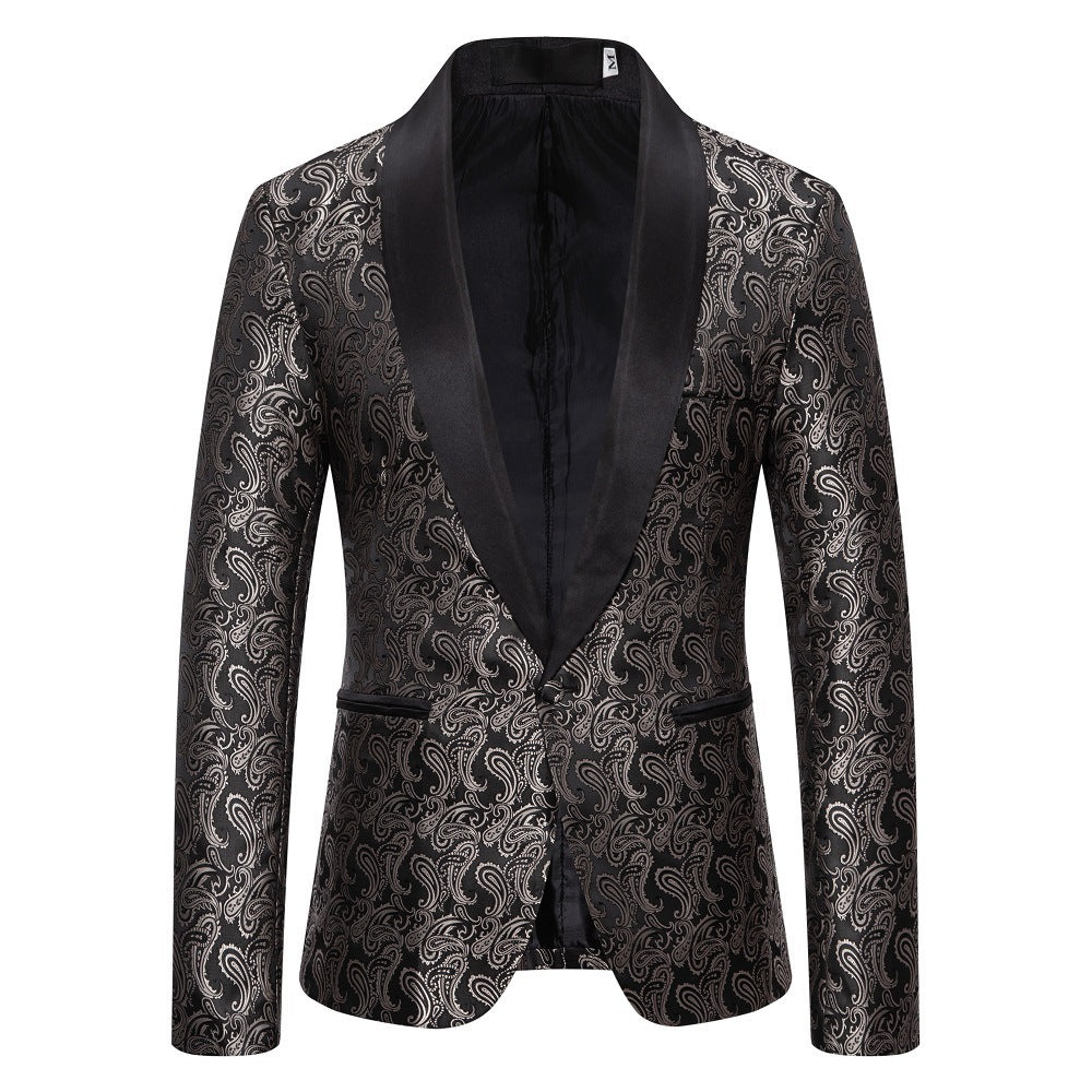 Elegante giacca da smoking con motivo floreale jacquard