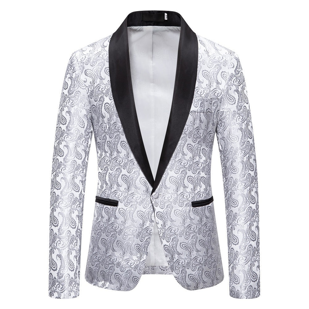 Elegante giacca da smoking con motivo floreale jacquard