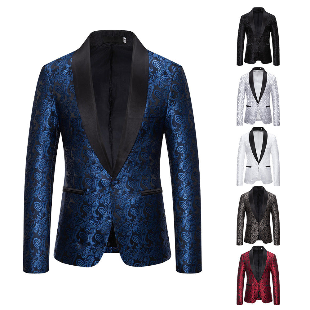 Elegante giacca da smoking con motivo floreale jacquard