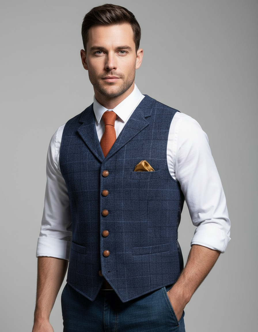 Elegante Gilet da Abito da Uomo di Taglio Classico per Look Formali e da Ufficio