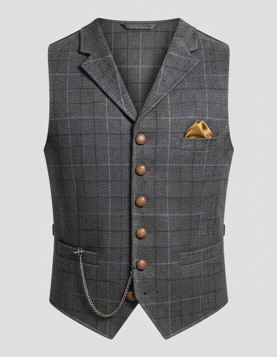 Elegante Gilet da Abito da Uomo di Taglio Classico per Look Formali e da Ufficio