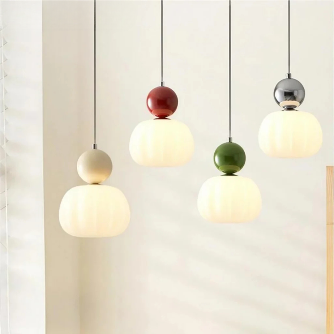 Elegante Lampada a Sospensione in Vetro con Dettagli Dorati – Lampadario da Cucina in Stile Art Déco