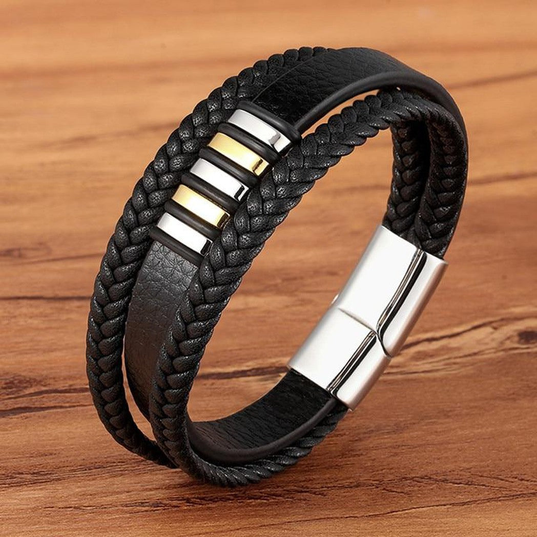 Eleganti bracciali da uomo in vera pelle