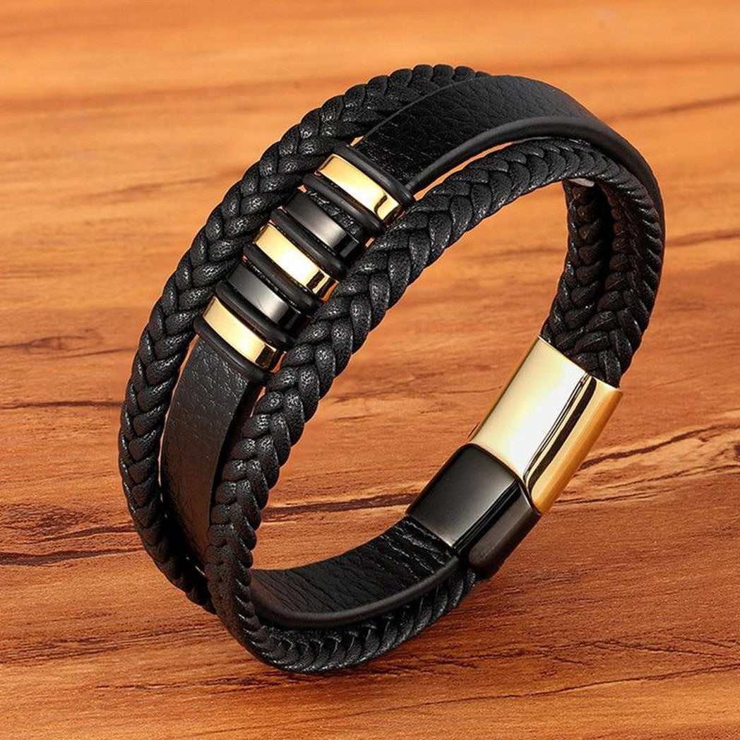 Eleganti bracciali da uomo in vera pelle