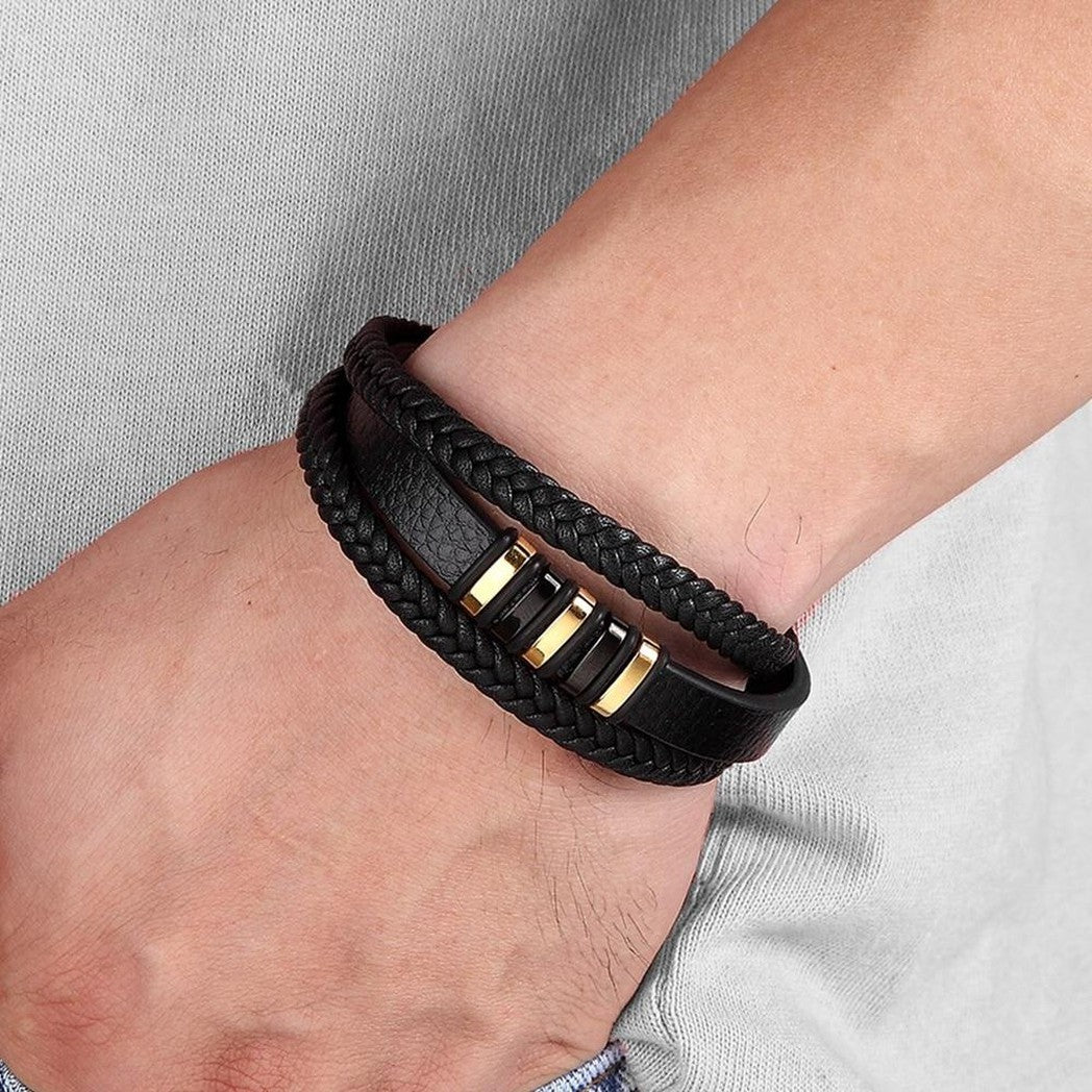 Eleganti bracciali da uomo in vera pelle