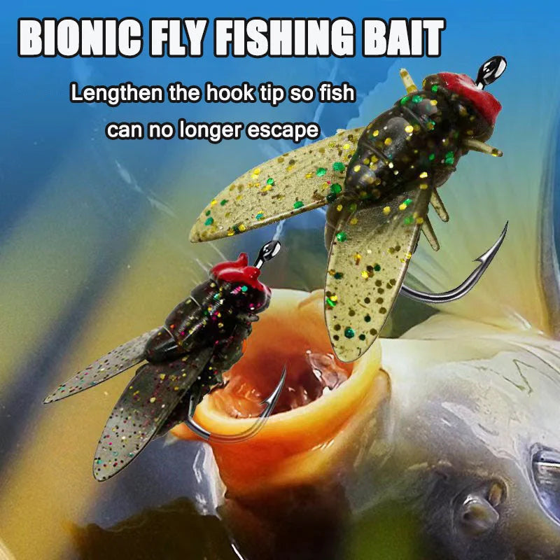 Esche da Pesca Bioniche a Forma di Mosca e Insetto per Pescatori, 20 Pezzi