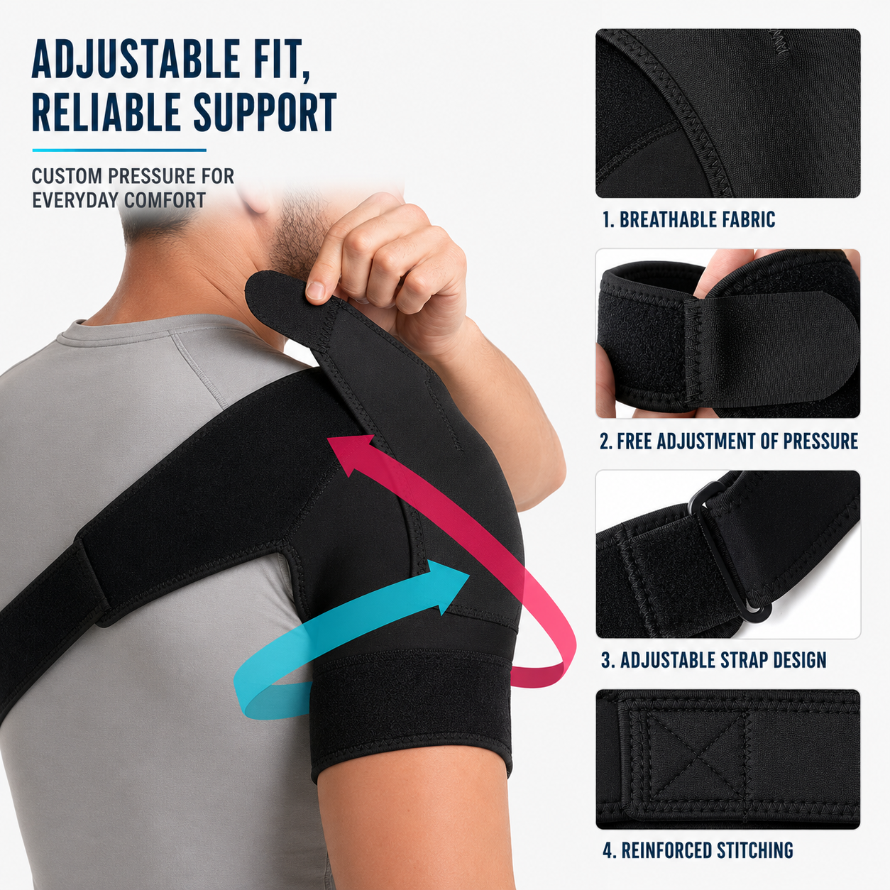 Fascia di supporto per spalla regolabile