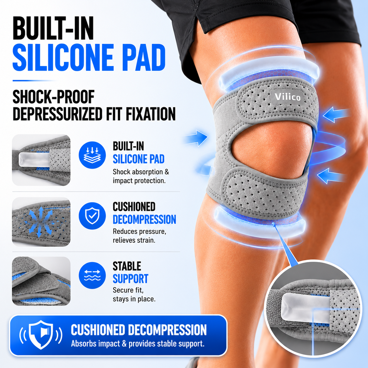 Fascia di supporto rotuleo regolabile