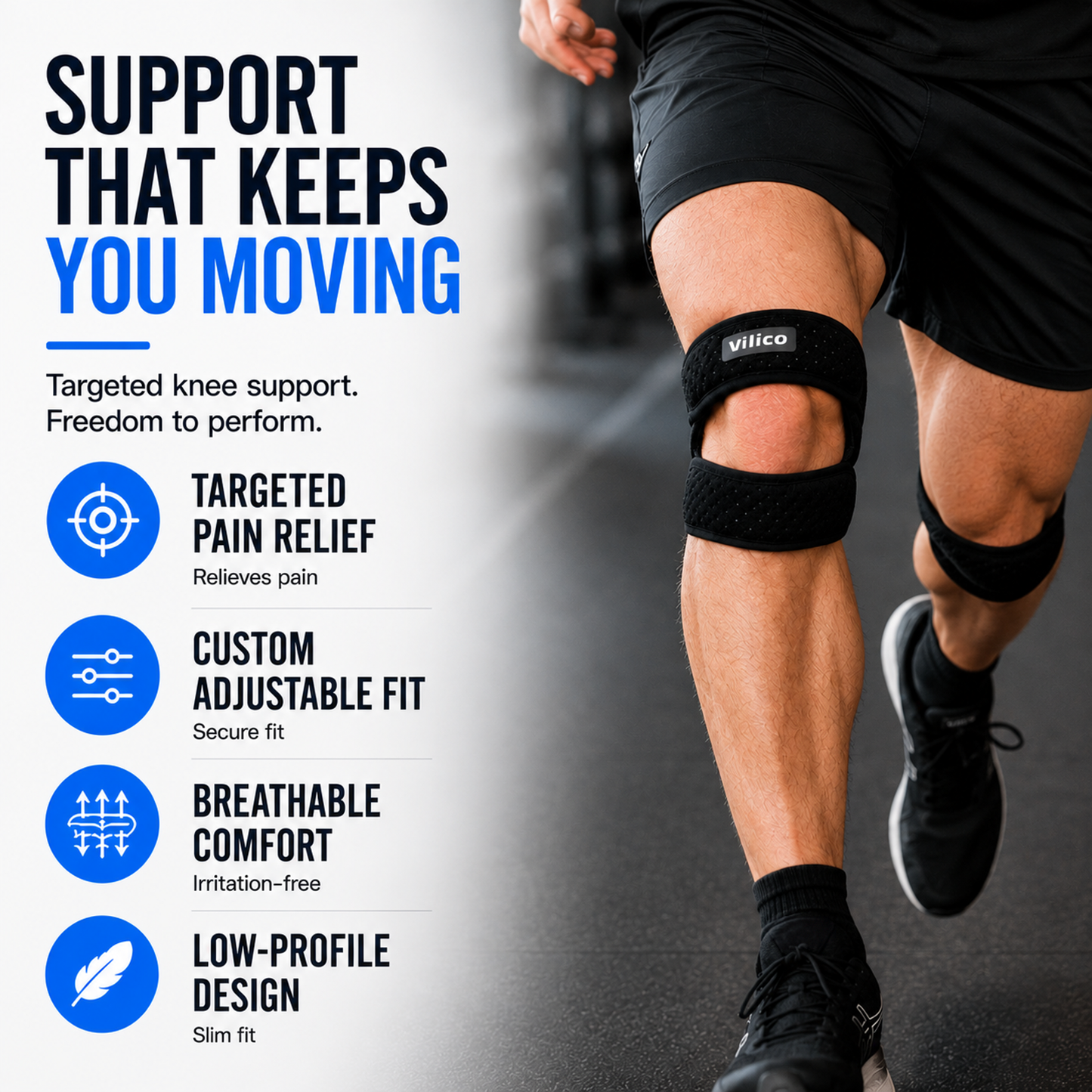 Fascia di supporto rotuleo regolabile