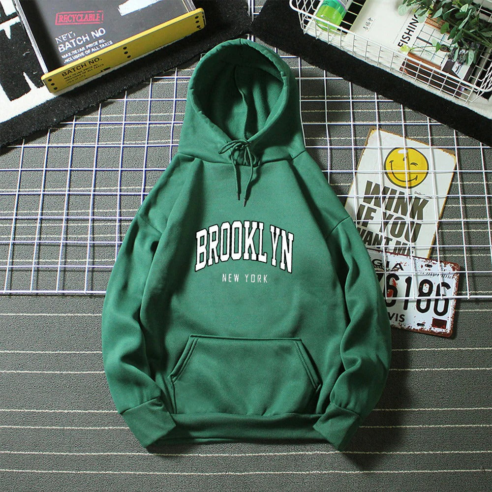 Felpa con cappuccio da donna con elegante stampa Brooklyn