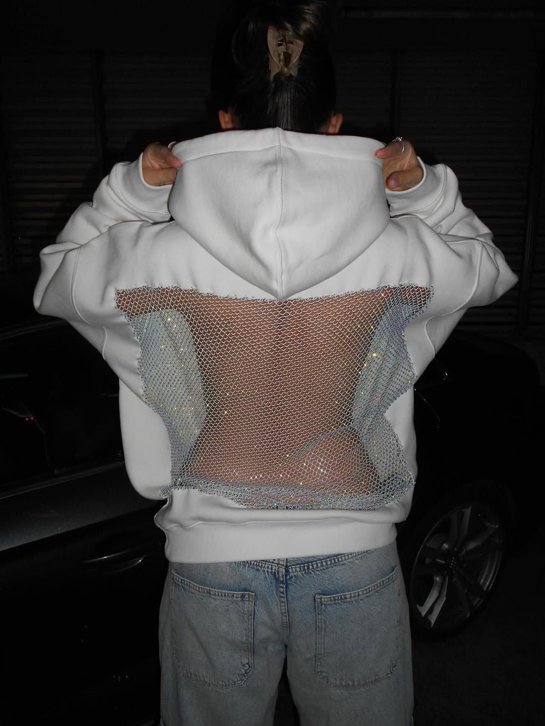 Felpa con cappuccio e strass
