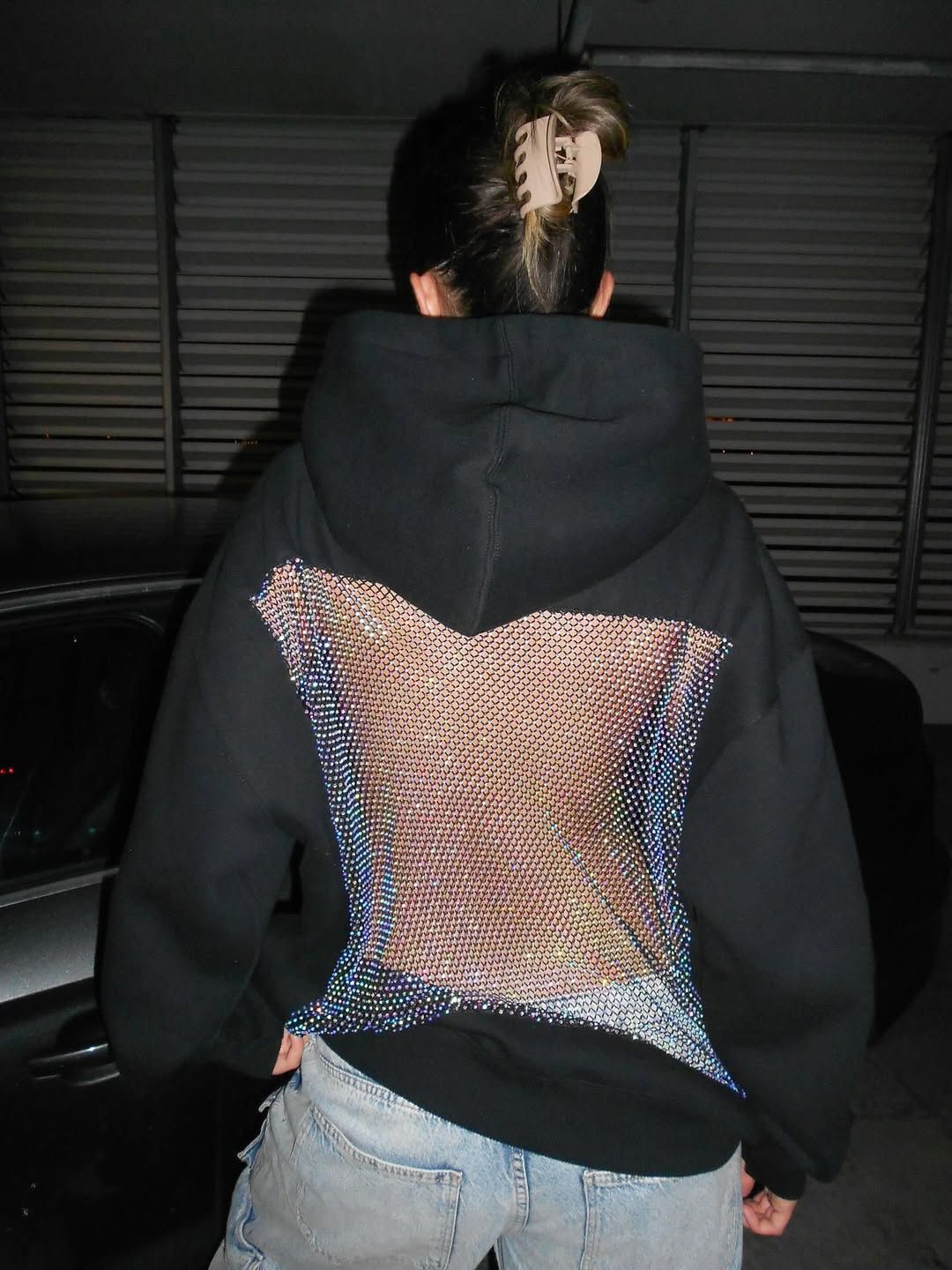 Felpa con cappuccio e strass
