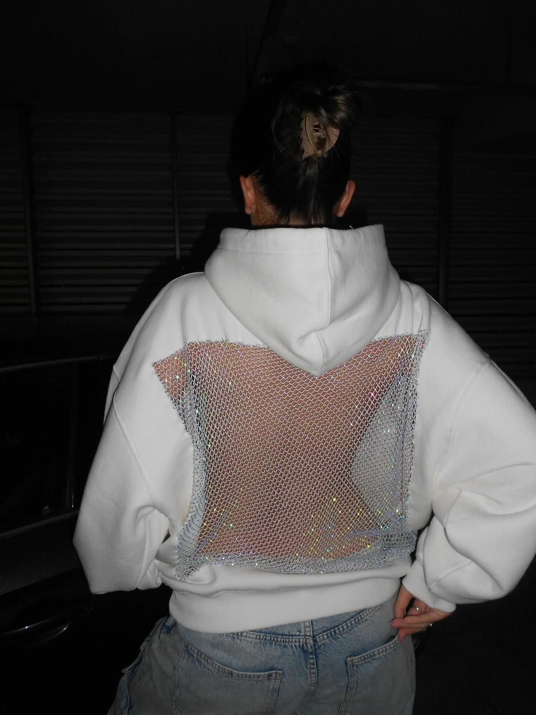 Felpa con cappuccio e strass