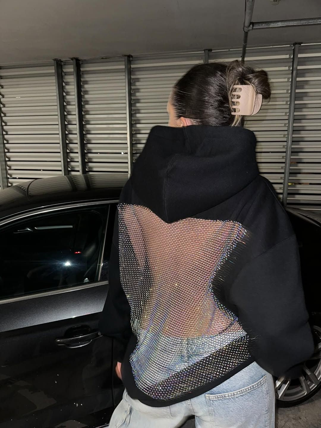 Felpa con cappuccio e strass