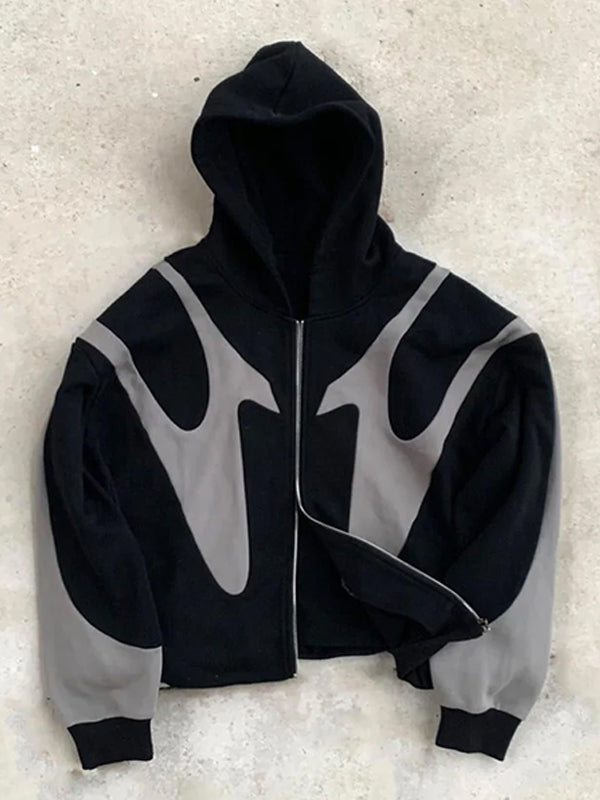 Felpa con cappuccio oversize da uomo a maniche lunghe con dettagli a contrasto in stile Y2K