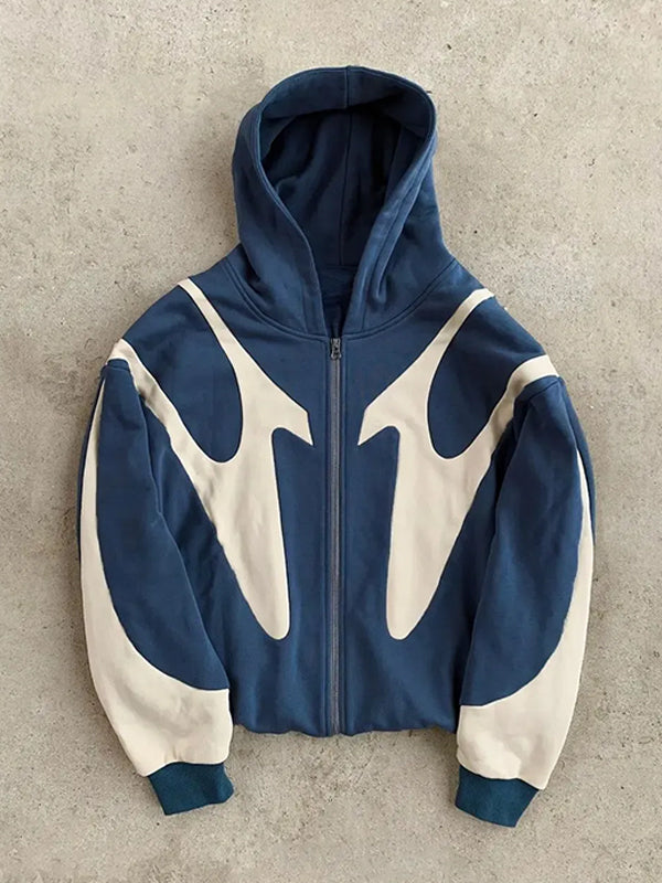 Felpa con cappuccio oversize da uomo a maniche lunghe con dettagli a contrasto in stile Y2K