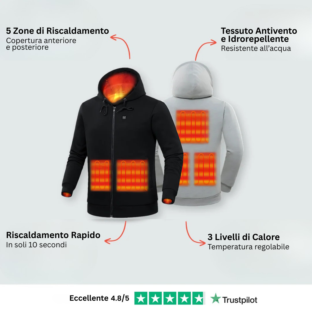 Felpa con cappuccio riscaldata