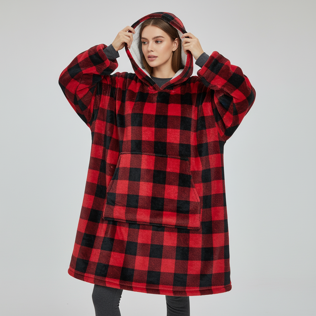 Felpa coperta oversize con cappuccio