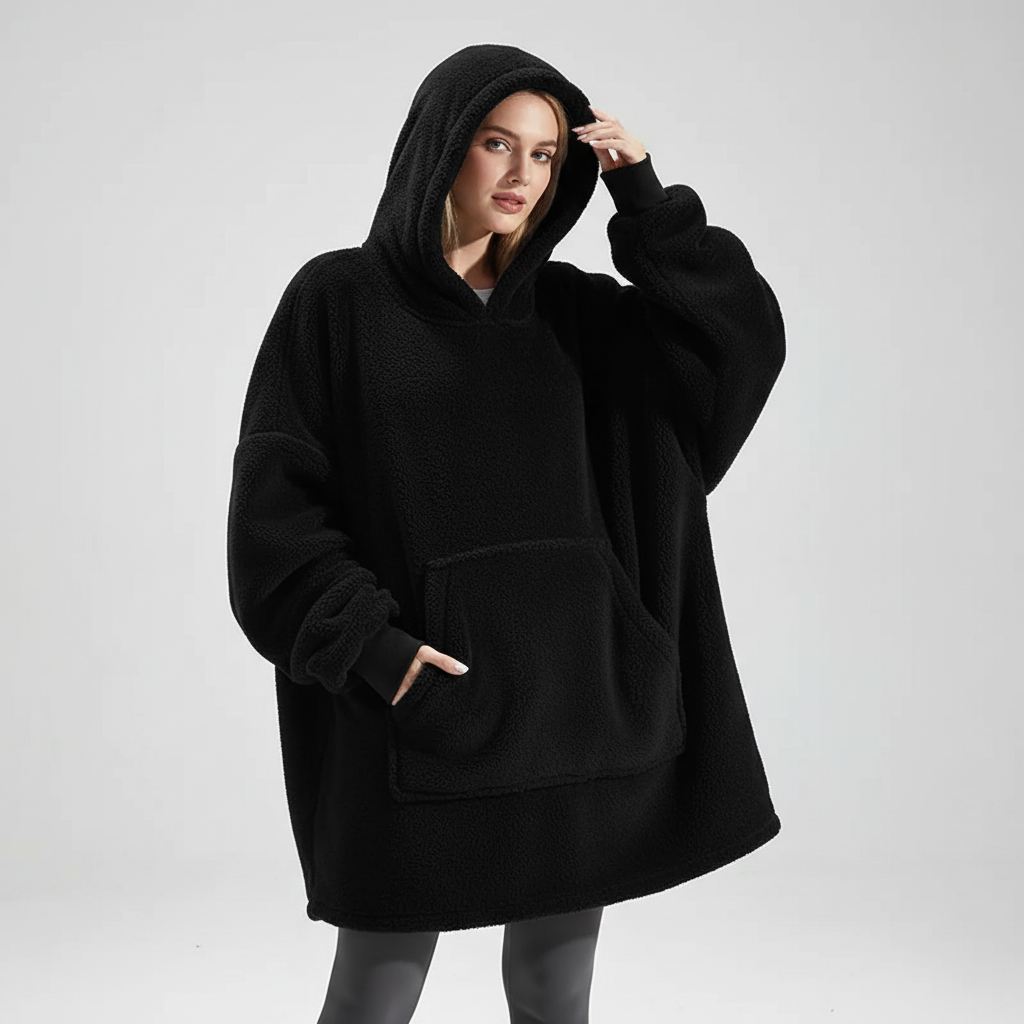 Felpa coperta oversize con cappuccio