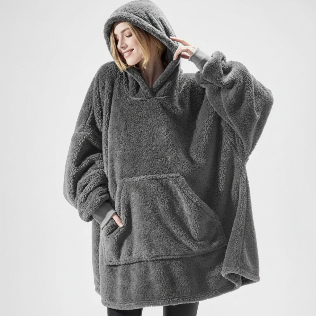 Felpa coperta oversize con cappuccio