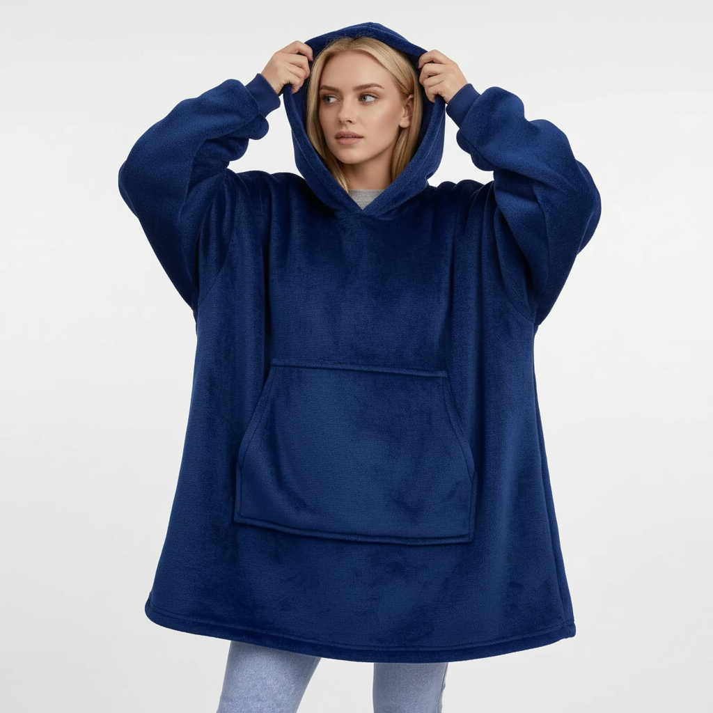 Felpa coperta oversize con cappuccio