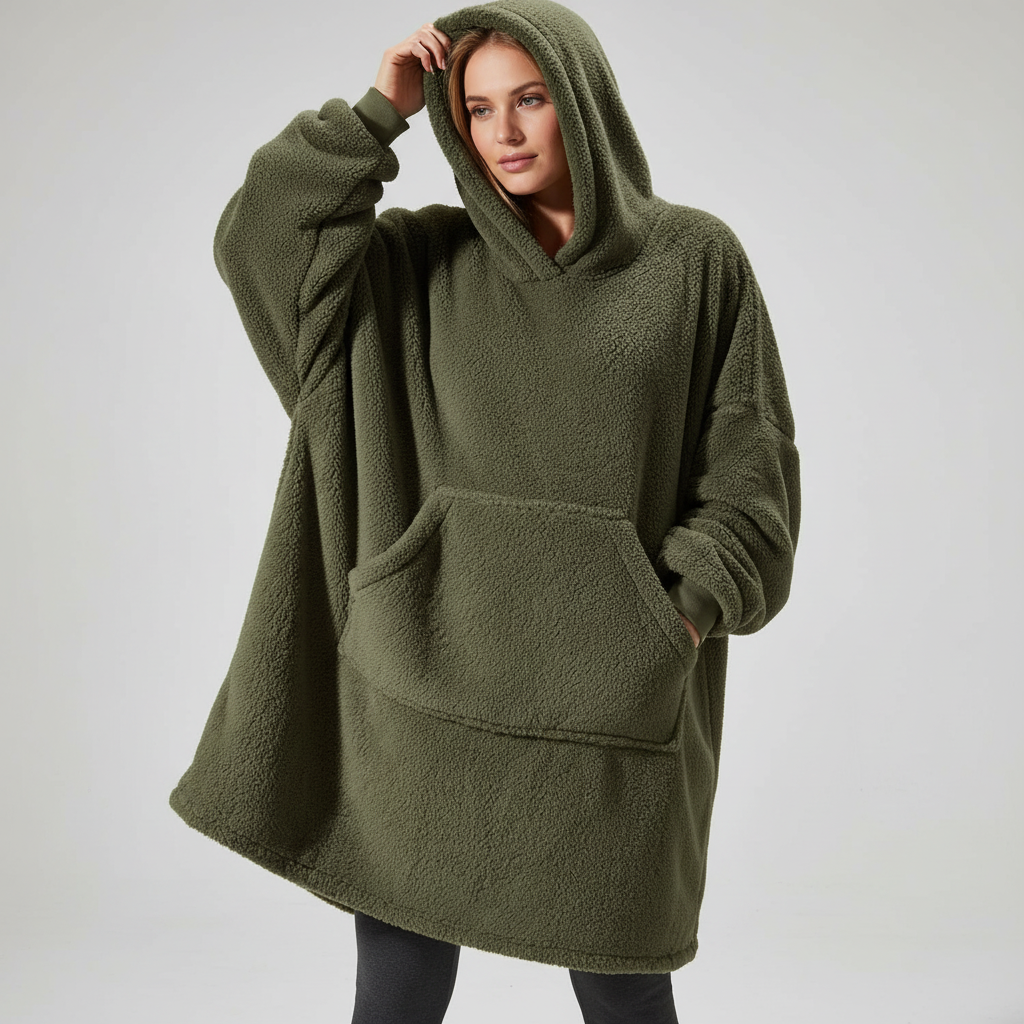 Felpa coperta oversize con cappuccio