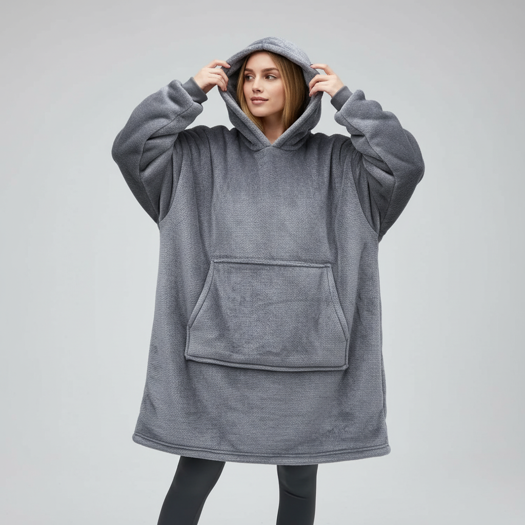 Felpa coperta oversize con cappuccio