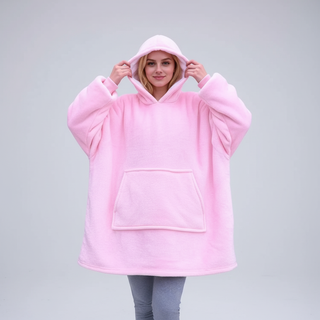 Felpa coperta oversize con cappuccio
