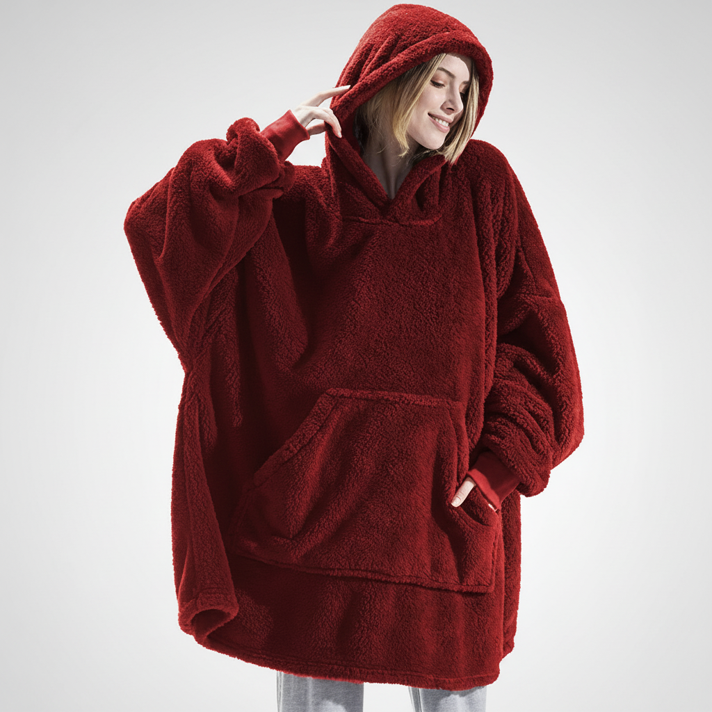 Felpa coperta oversize con cappuccio