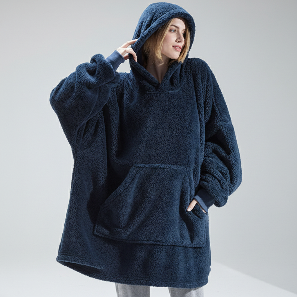 Felpa coperta oversize con cappuccio