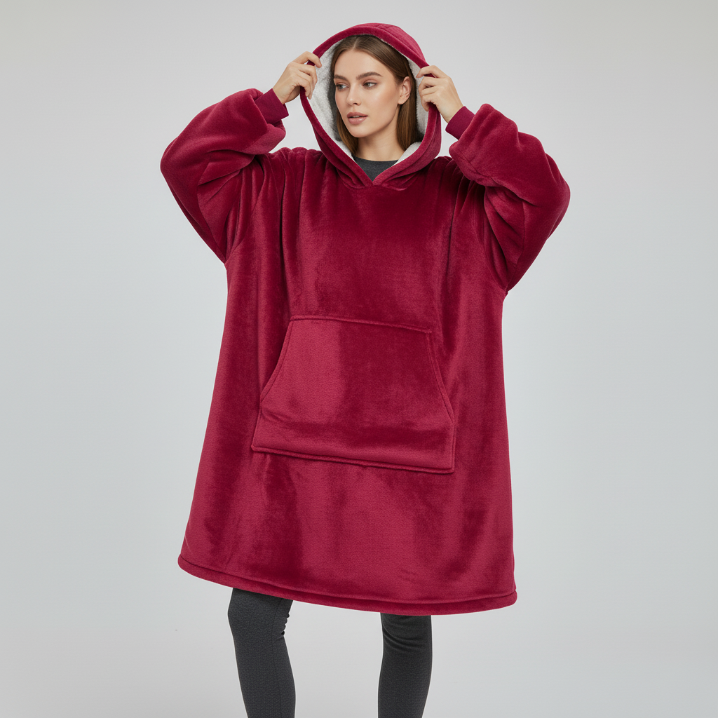Felpa coperta oversize con cappuccio
