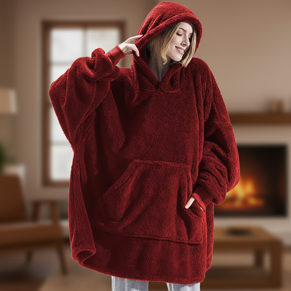 Felpa coperta oversize con cappuccio