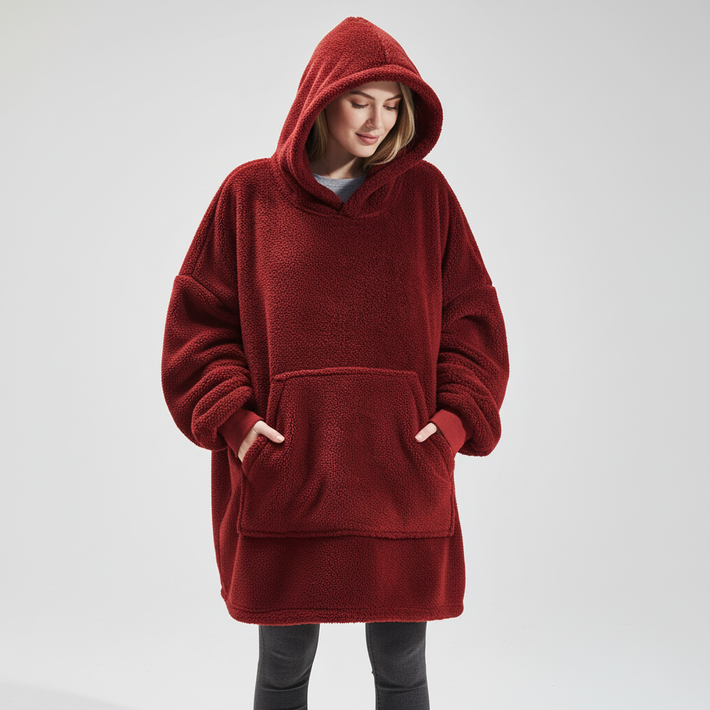 Felpa coperta oversize con cappuccio