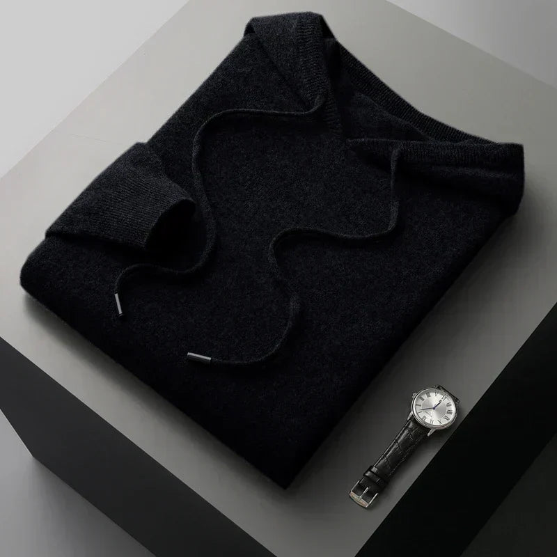 Felpa da uomo con cappuccio, coulisse e maniche lunghe
