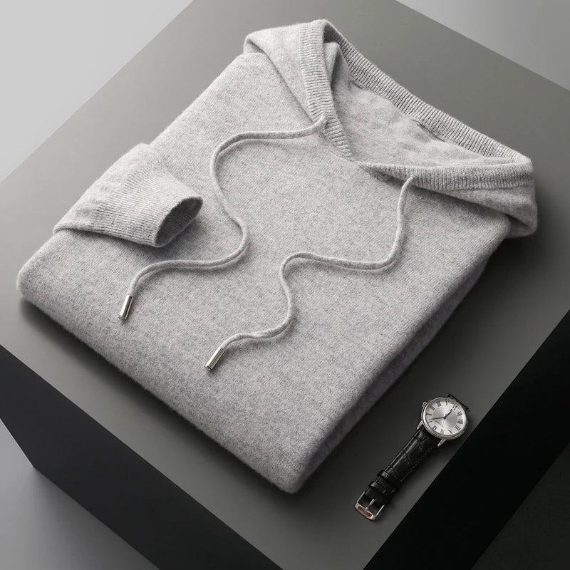 Felpa da uomo con cappuccio, coulisse e maniche lunghe