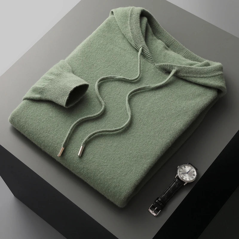 Felpa da uomo con cappuccio, coulisse e maniche lunghe