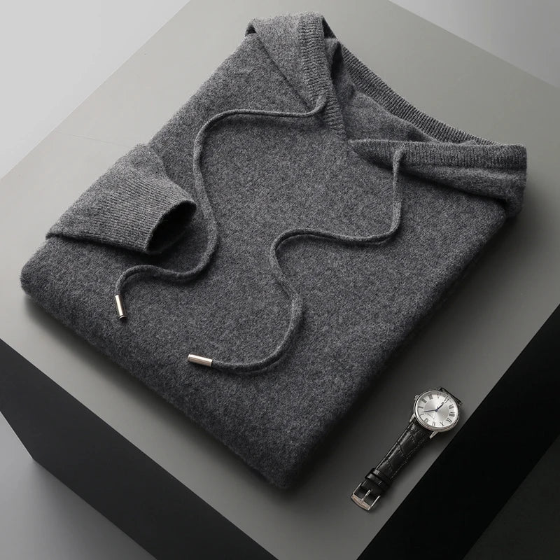 Felpa da uomo con cappuccio, coulisse e maniche lunghe