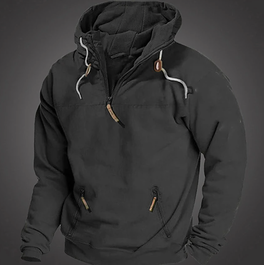 Felpa da Uomo con Cappuccio e Mezza Zip