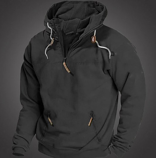 Felpa da Uomo con Cappuccio e Mezza Zip