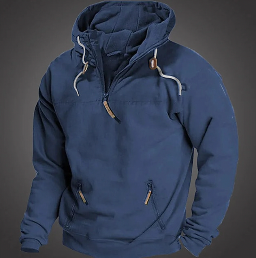 Felpa da Uomo con Cappuccio e Mezza Zip
