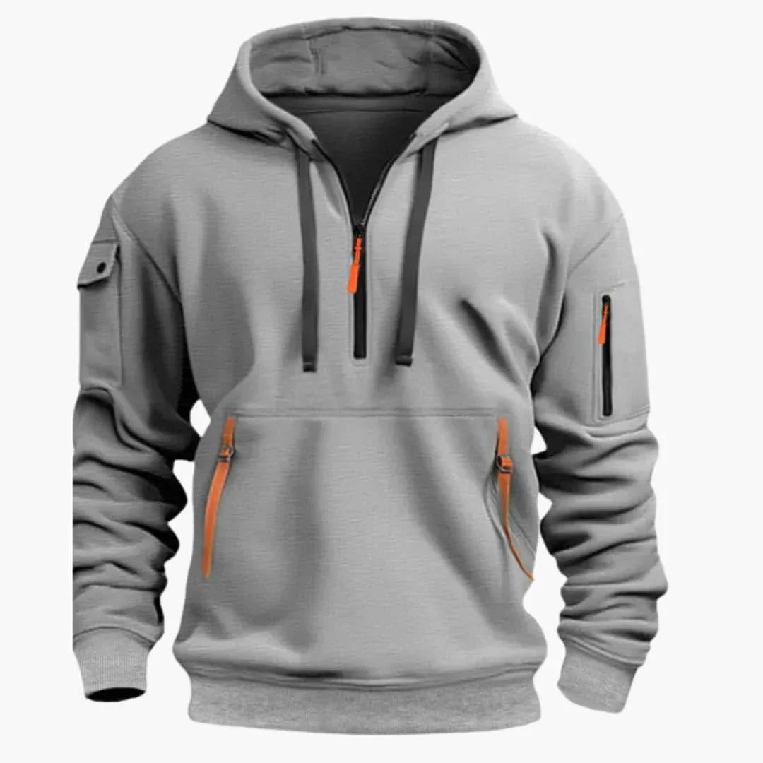Felpa da uomo con cappuccio regolabile e tasche con zip