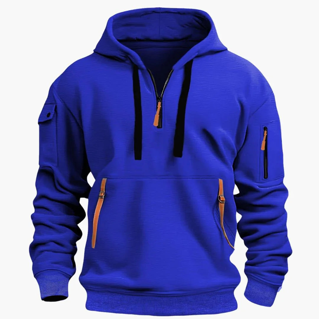 Felpa da uomo con cappuccio regolabile e tasche con zip