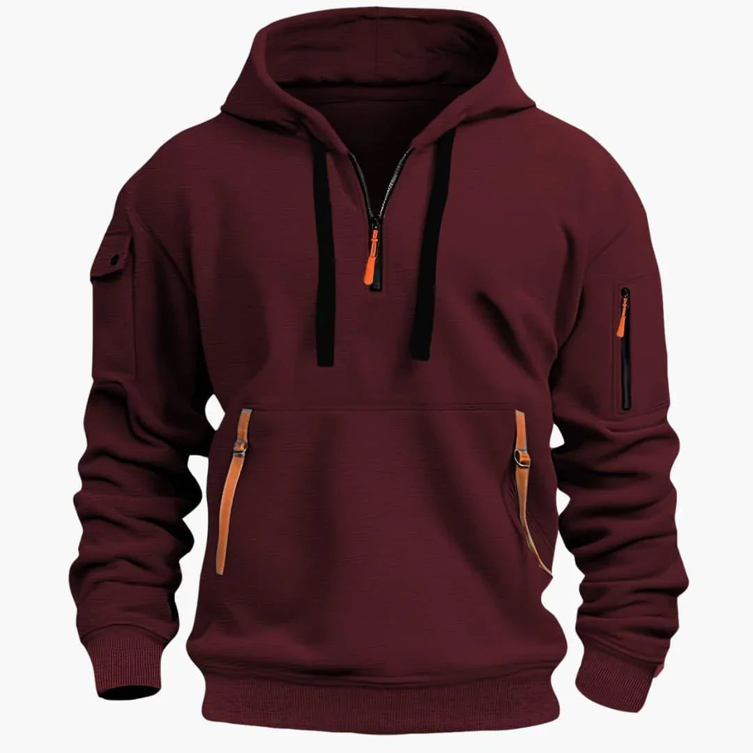 Felpa da uomo con cappuccio regolabile e tasche con zip