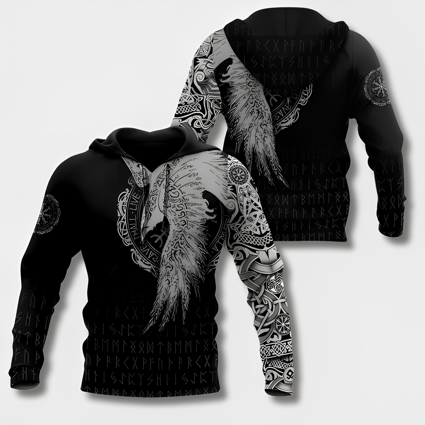 Felpa da Uomo in Cotone con Cappuccio in Stile Vichingo