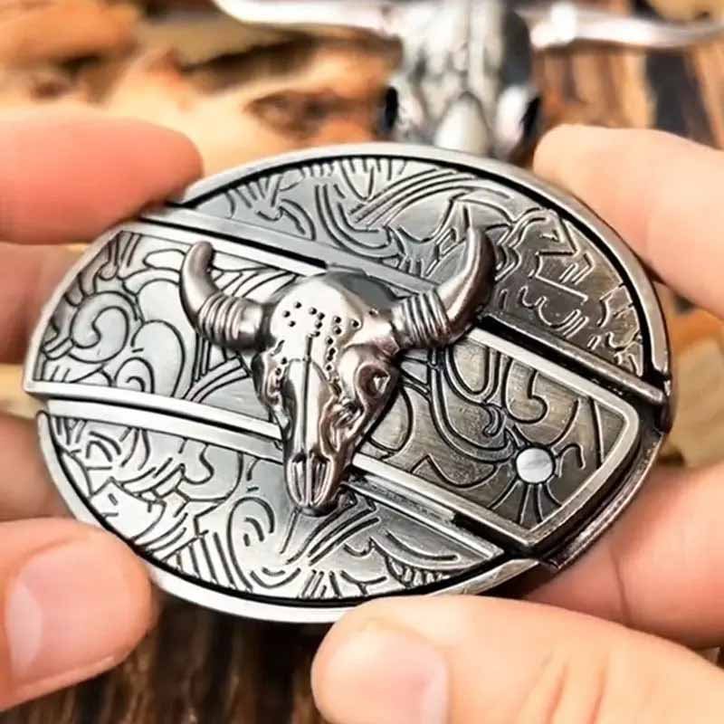 Fibbia per cintura ovale da cowboy in metallo