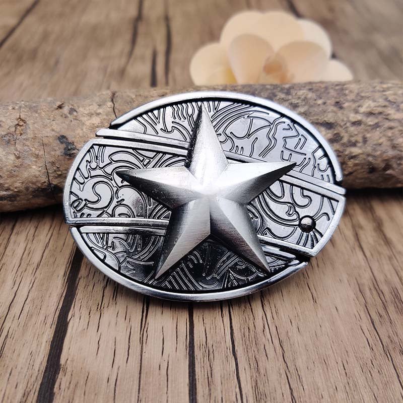 Fibbia per cintura ovale da cowboy in metallo