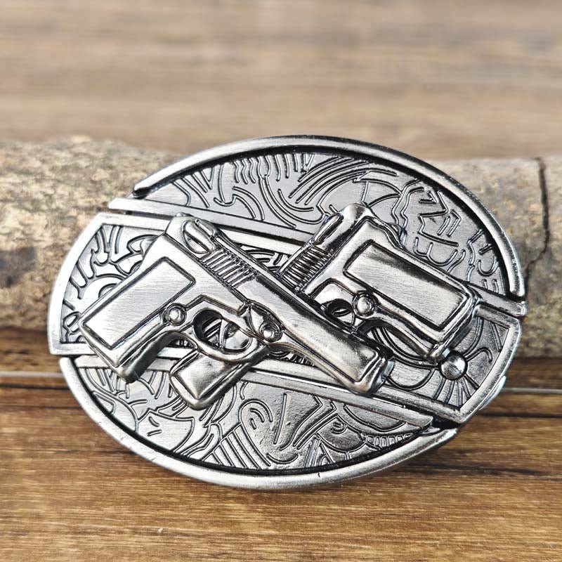 Fibbia per cintura ovale da cowboy in metallo