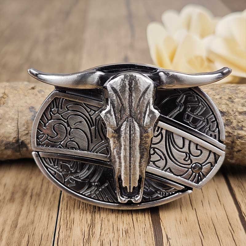 Fibbia per cintura ovale da cowboy in metallo