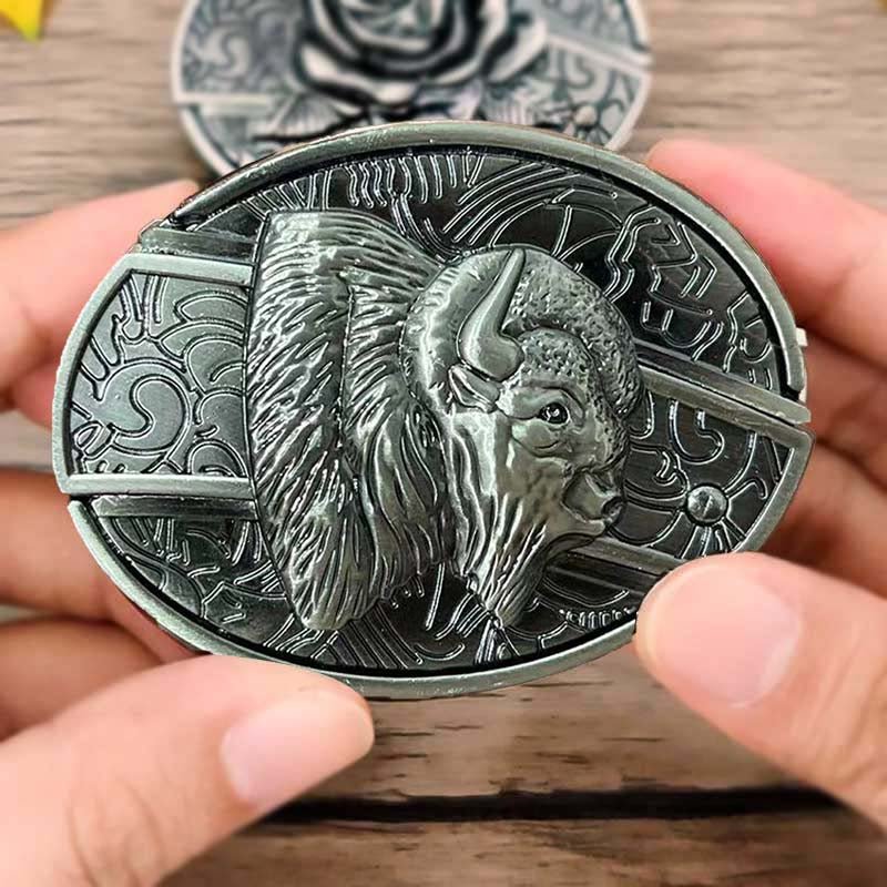 Fibbia per cintura ovale da cowboy in metallo